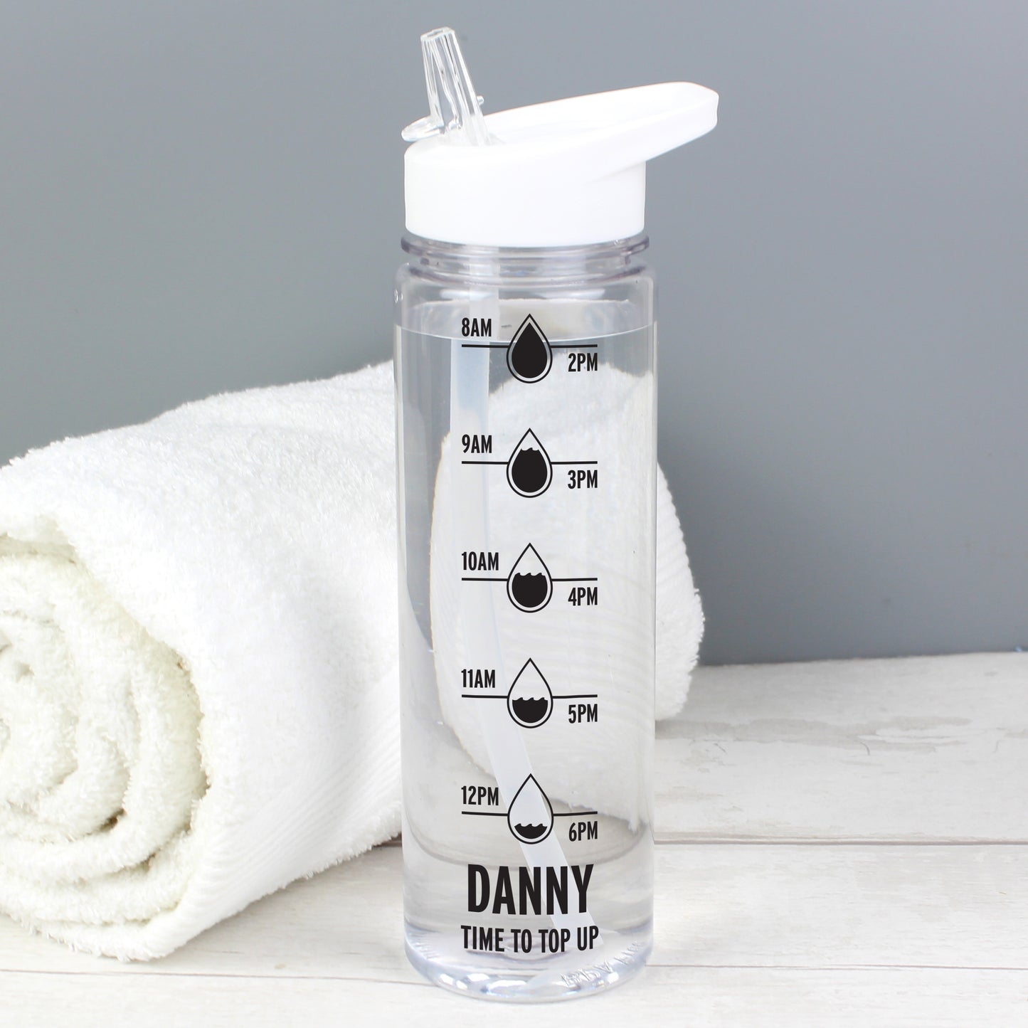 Personalised Black Hydration Tracker Water Bottle from Heartfelt Gifts