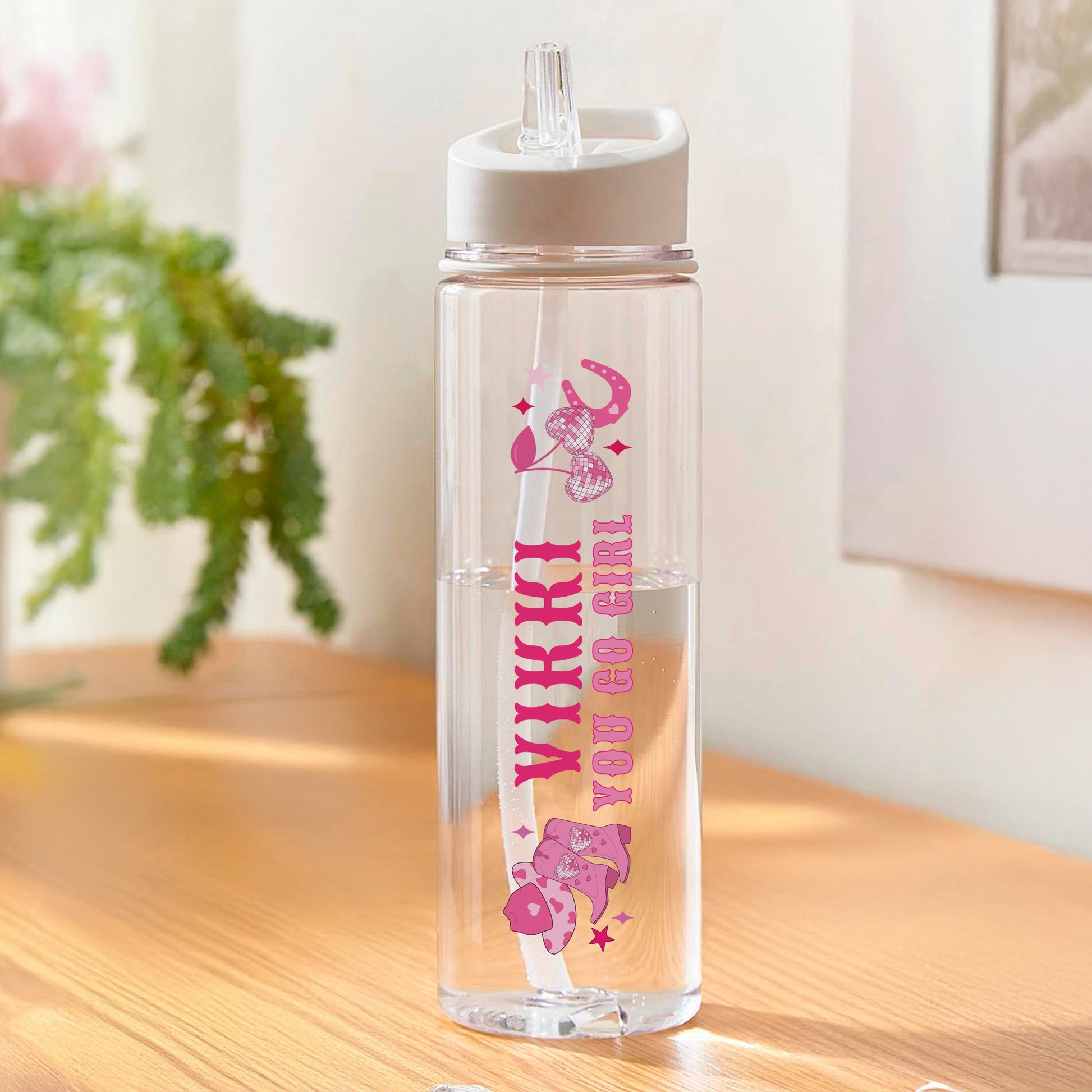 Personalised Cowgirl Water Bottle – Pink Western Birthday Gift for Her