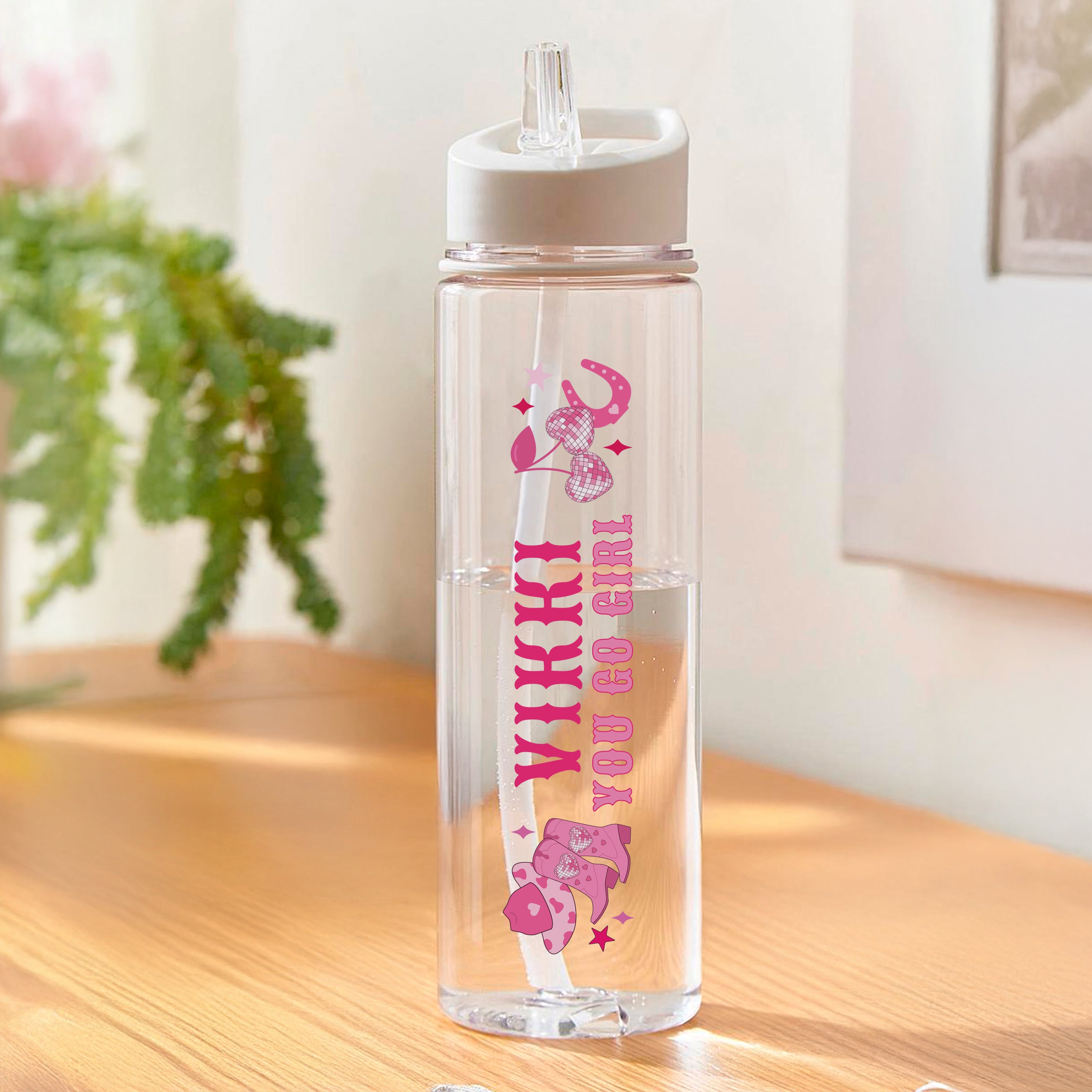 Personalised Cowgirl Water Bottle – Pink Western Birthday Gift for Her