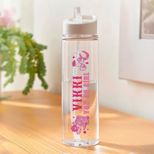 Personalised Cowgirl Water Bottle – Pink Western Birthday Gift for Her