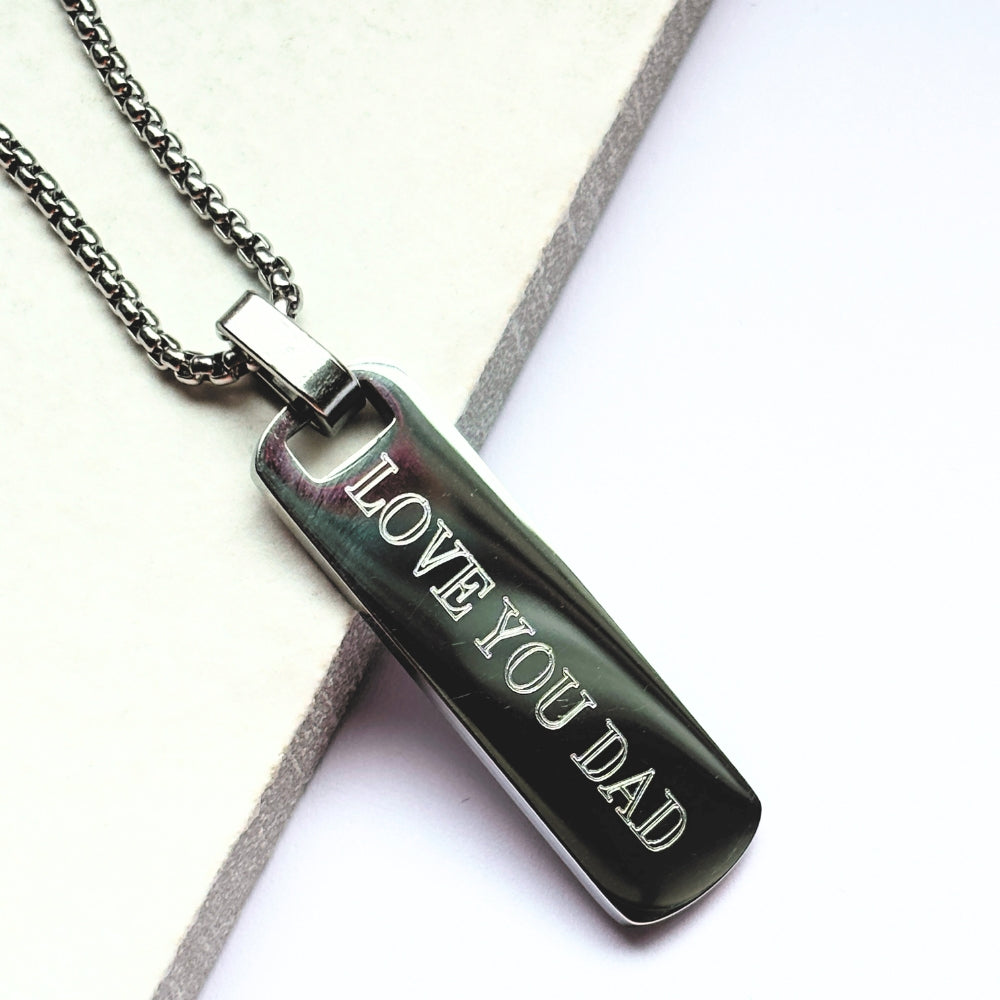 Personalised Men's Stainless Steel Long Bar Necklace
