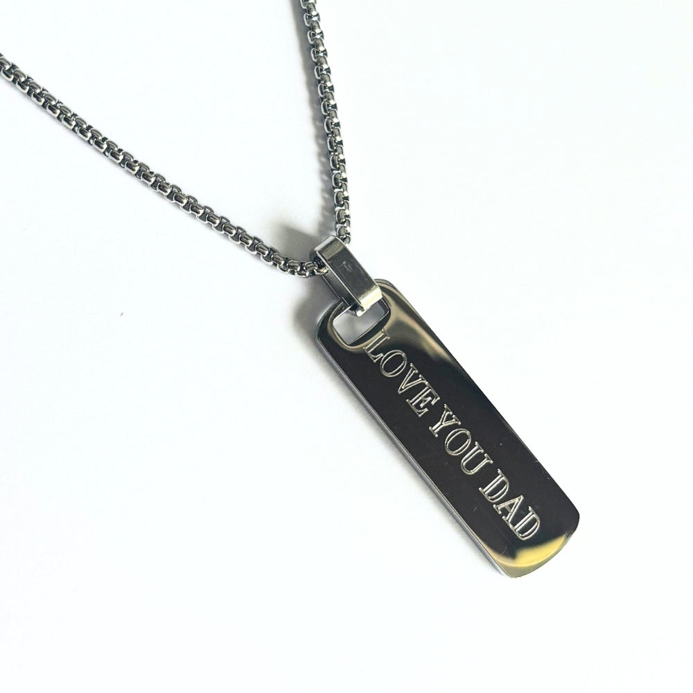 Personalised Men's Stainless Steel Long Bar Necklace