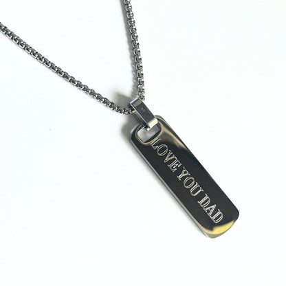 Personalised Men's Stainless Steel Long Bar Necklace
